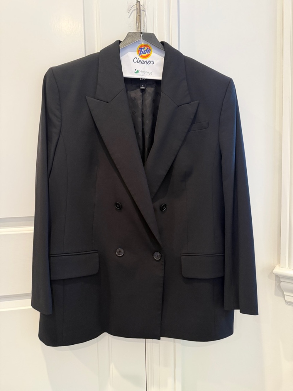 Banana Republic Black Siena Relaxed Italian Wool Blazer Size 18